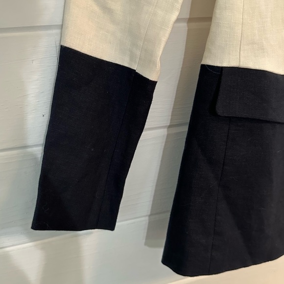 MICHAEL Michael Kors 100% Linen Cream + Black Classy Sophisticated Blazer Sz 2 - Picture 6 of 12